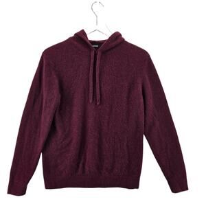 Nadaam 100% Cashmere Sweater Womens XS Pullover Hooded Maroon Red Quiet Luxury